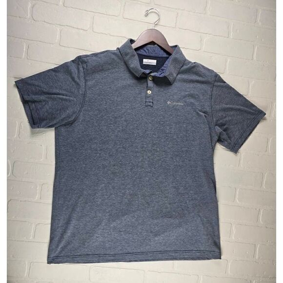 Columbia Blue Striped Polo Shirt 1X - Picture 1 of 2